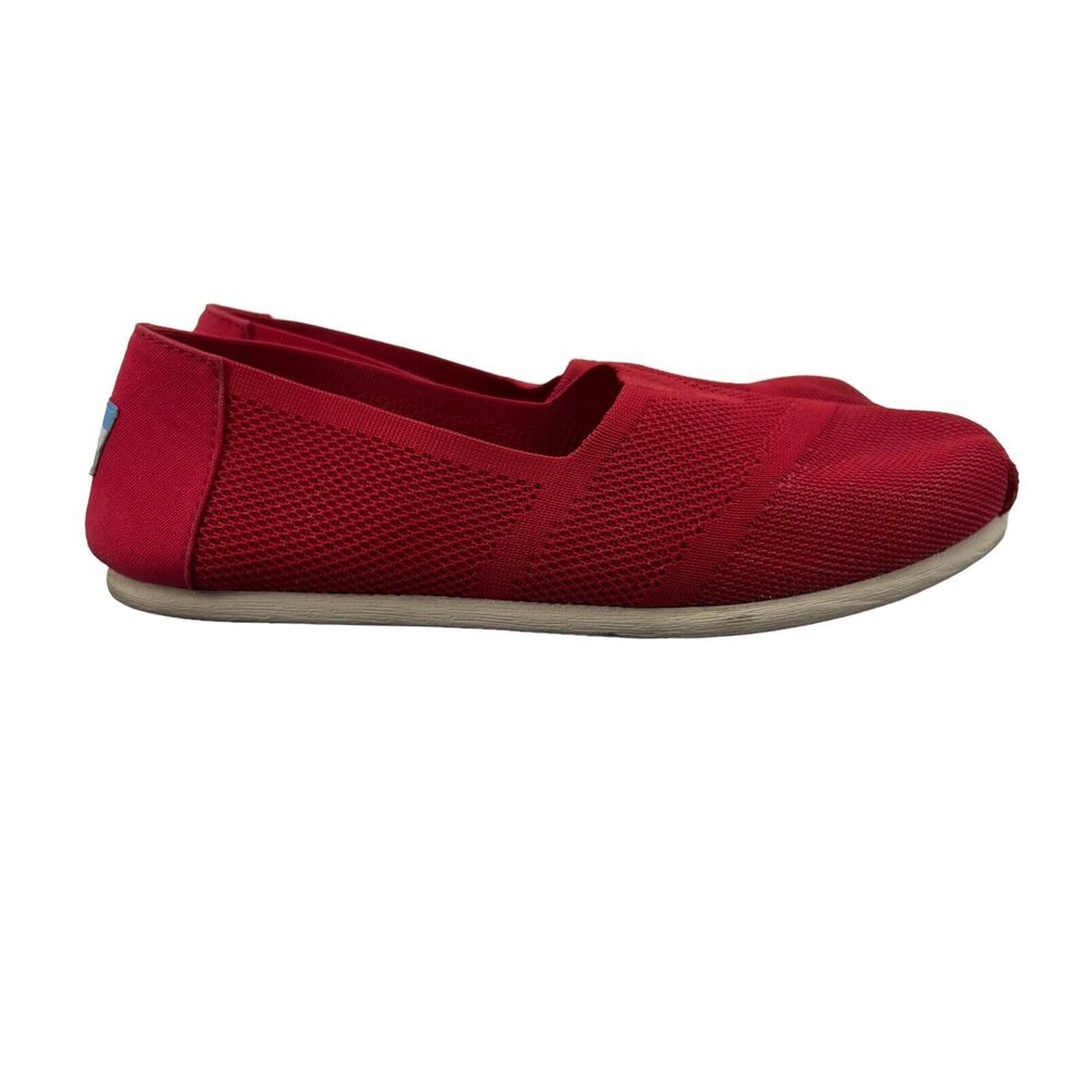Toms Womens 7.5 Shoes Red Classic Slip On Woven Mesh Canvas Flat Shoes 10010820‎